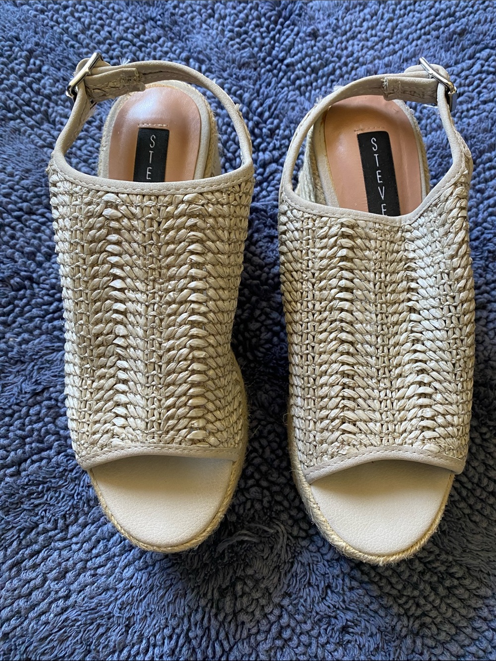 Steve Madden Beige Woven Espadrille Slingback Sandals